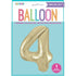 Champagne Gold Number "4" Giant Numeral Foil Balloon 86CM (34") 44804 - Party Owls