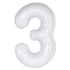 White Number 3 Giant Numeral Foil Balloon 86CM (34") 50673 - Party Owls