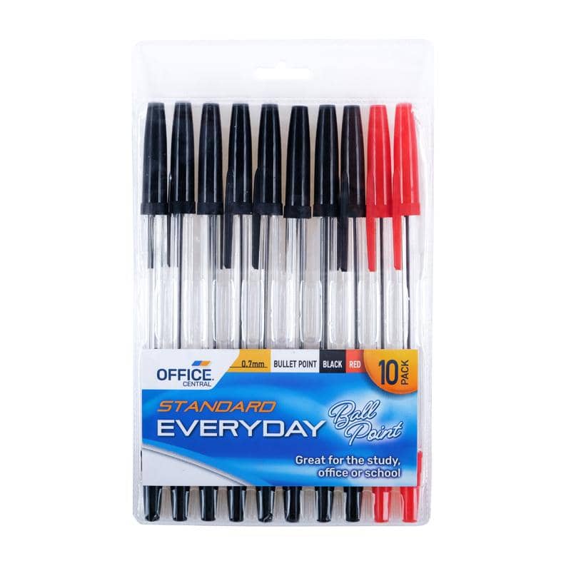 Ballpoint Pens 10pk Black And Red Ink Colour - Party Owls