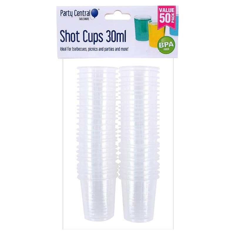 Clear Plastic Shot Glasses 30ml 50pk Drinkware - Party Owls