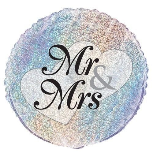 Mr & Mrs Prismatic Foil Balloon 45CM (18") Wedding 55523 - Party Owls