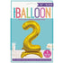 Gold "2" Giant Standing Numeral Foil Balloon 76cm (30") Air Filled Only 13232 - Party Owls