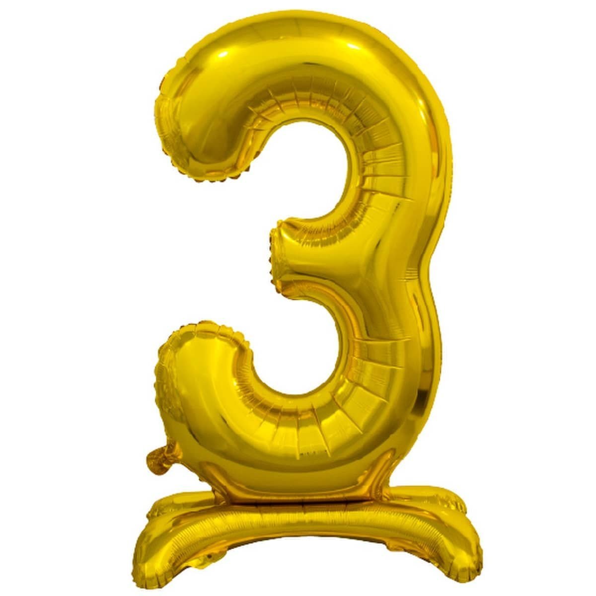 Gold "3" Giant Standing Numeral Foil Balloon 76cm (30") Air Filled Only 13233 - Party Owls