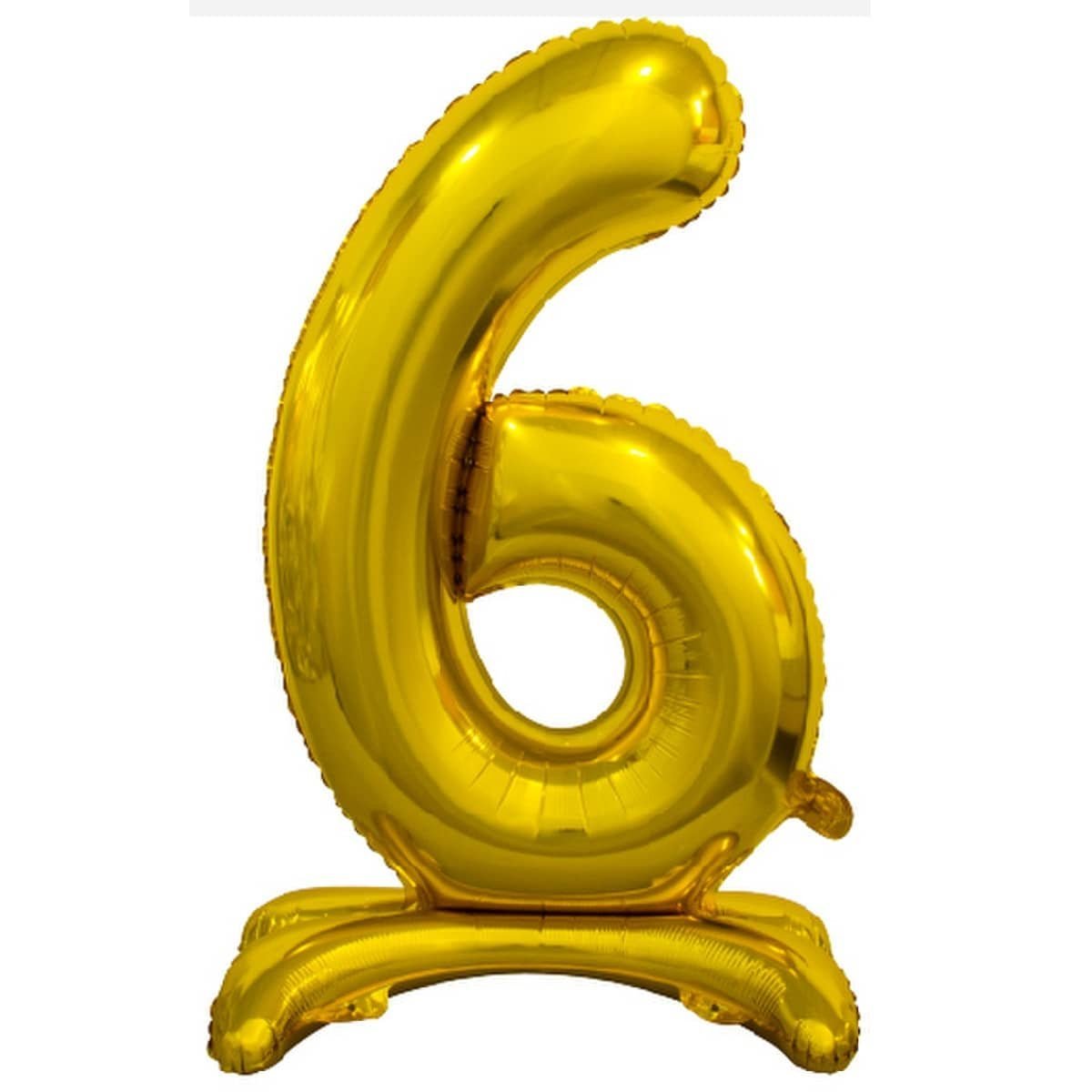 Gold "6" Giant Standing Numeral Foil Balloon 76cm (30") Air Filled Only 13236 - Party Owls