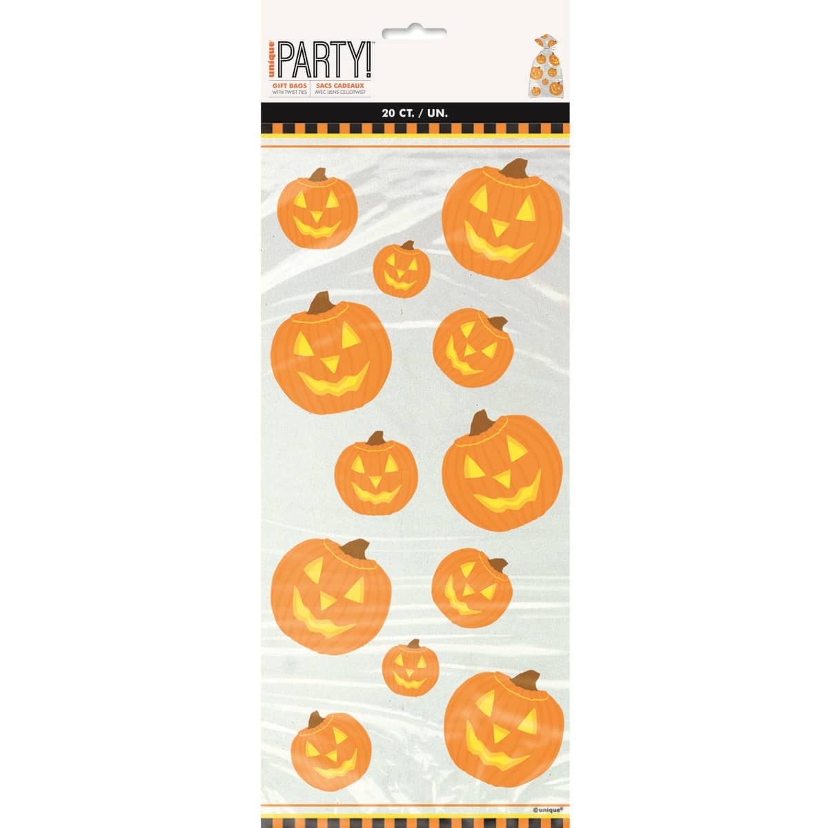 Halloween Cello Bags 20pk Pumpkin Glow Party Bags - Party Owls