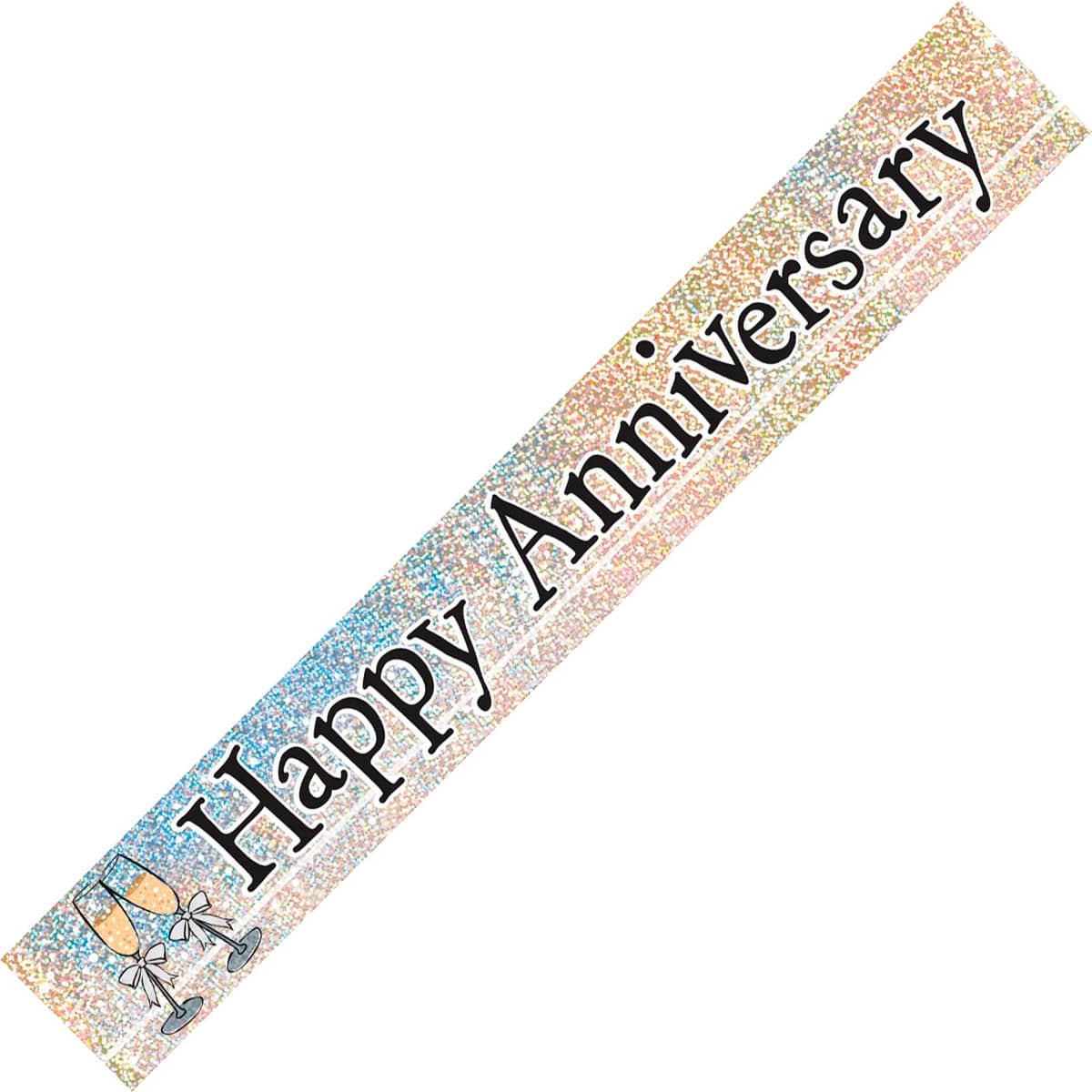 Happy Anniversary Prismatic Foil Banner 3.65m (12') Decorations - Party Owls