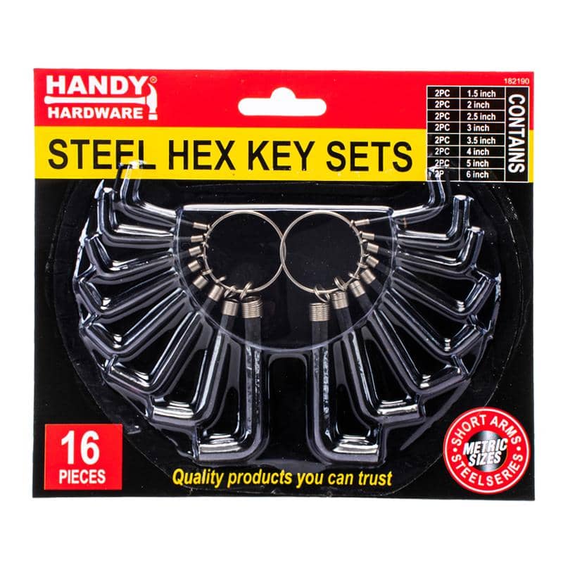 Hex Key Set Metric Sizes from 1.5 Inch - 6 Inch 16pk - Party Owls