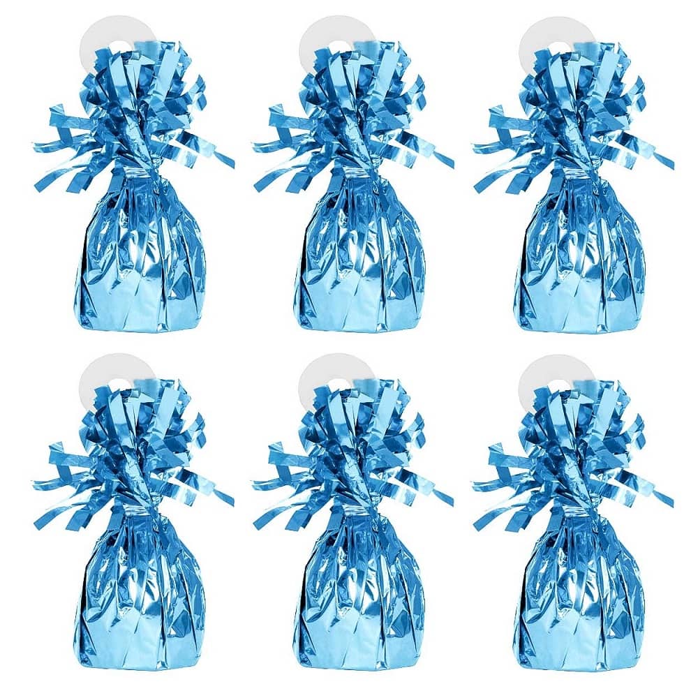 Light Blue Foil Balloon Weights 6pk - Party Owls