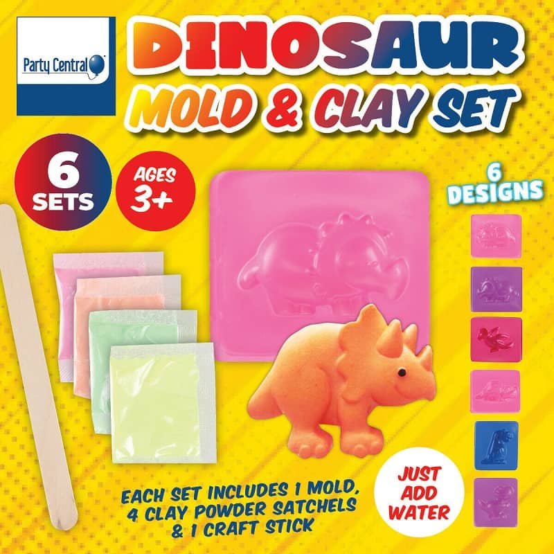 Dino Dinosaurs Mould And Clay Sets 6pk Party Favours 234226 - Party Owls