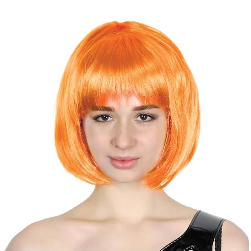 Orange Short BOB Wig With Fringe - Party Owls