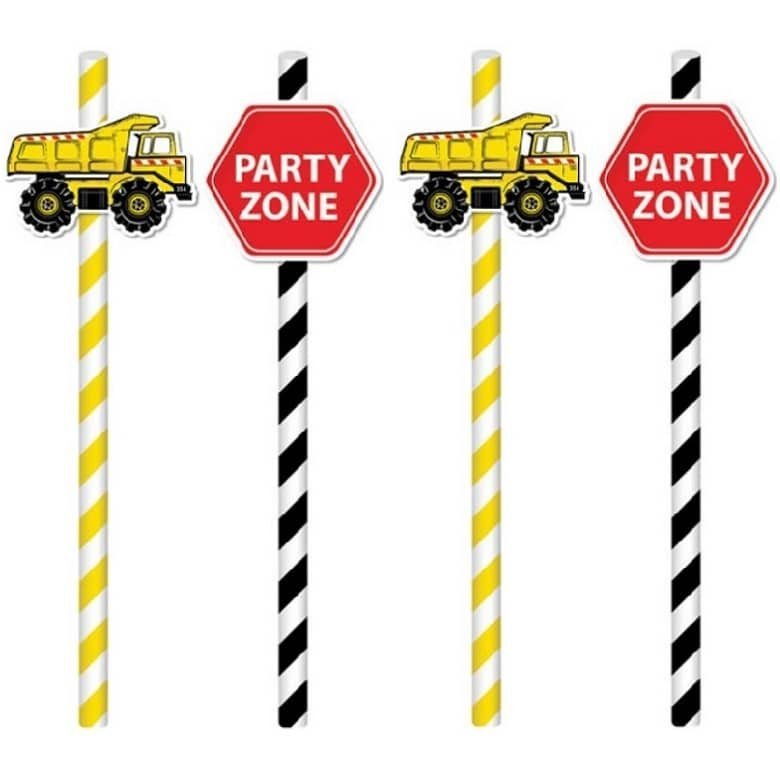 Paper Straws 20pk Construction E5659 - Party Owls