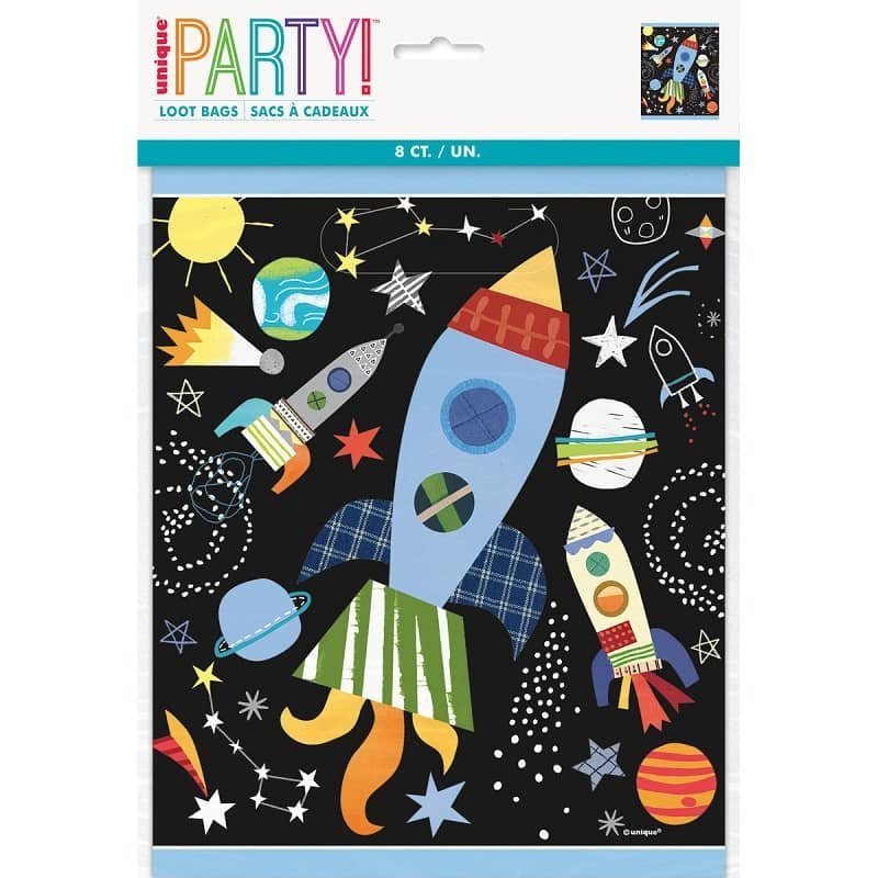 Outer Space Plastic Party Bags 8pk 73273 - Party Owls