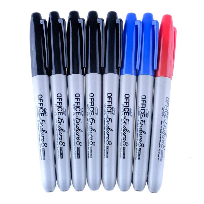 Permanent Markers 8pk Black Blue Red Bullet Tips - Party Owls