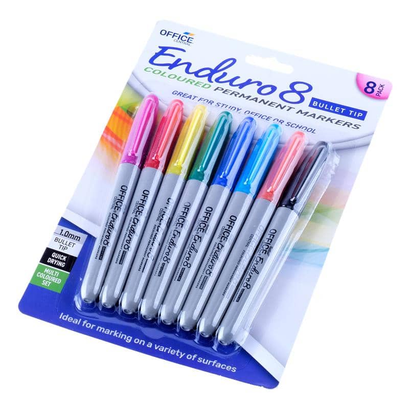 Permanent Markers 8pk Multi-coloured Bullet Tips - Party Owls