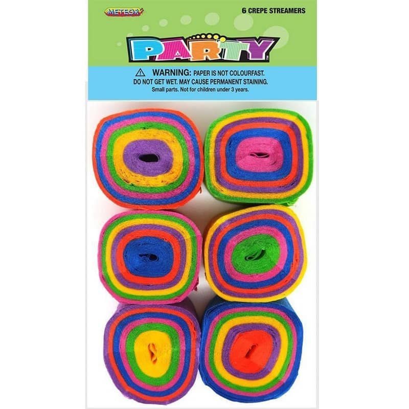 Rainbow Crepe Streamers Paper Party Decorations MFST-6R - Party Owls