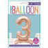 Rose Gold "3" Giant Standing Numeral Foil Balloon 76cm (30") Air Filled Only - Party Owls