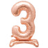 Rose Gold "3" Giant Standing Numeral Foil Balloon 76cm (30") Air Filled Only - Party Owls