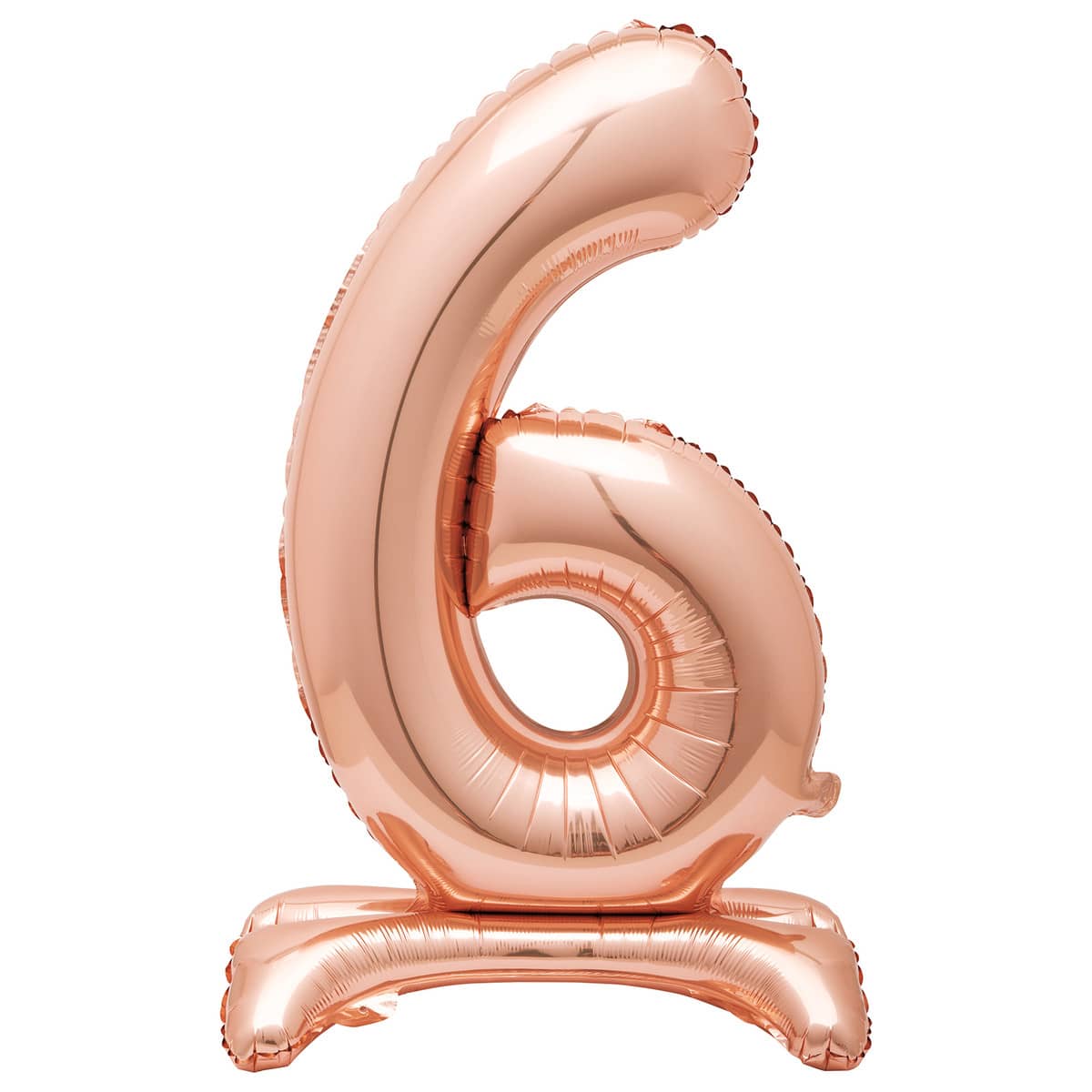 Rose Gold "6" Giant Standing Numeral Foil Balloon 76cm (30") Air Filled Only - Party Owls