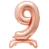 Rose Gold "9" Giant Standing Numeral Foil Balloon 76cm (30") Air Filled Only - Party Owls