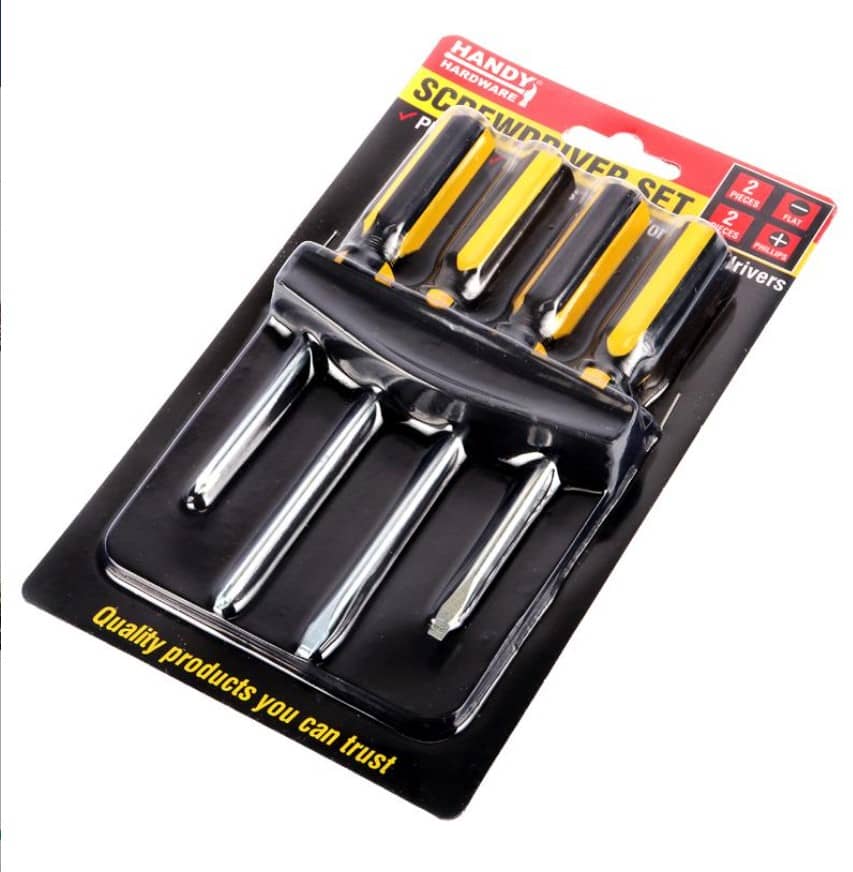 Screwdrivers Set 4pk With Holder Mount Phillips & Flat Head - Party Owls