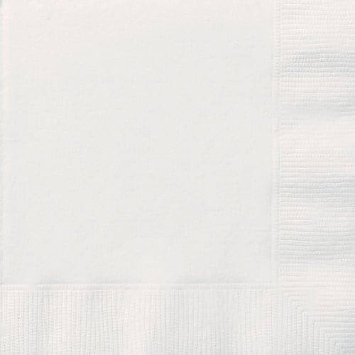 White Solid Colour Beverage Napkins 20pk Serviettes - Party Owls