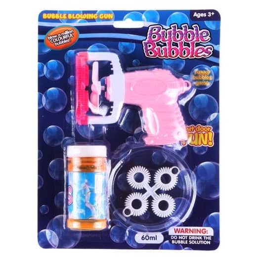 Small Pink Bubble Blowing Gun (2 Covers) With 60ml Bubble Solution - Party Owls