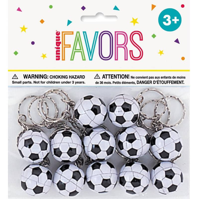 Soccer Ball Keyrings 12pk Party Favours - Party Owls