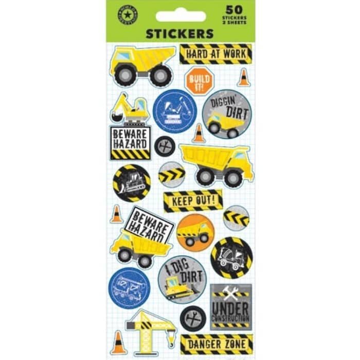 Sticker Sheets 50pk Construction Party Favour WEB5977 - Party Owls