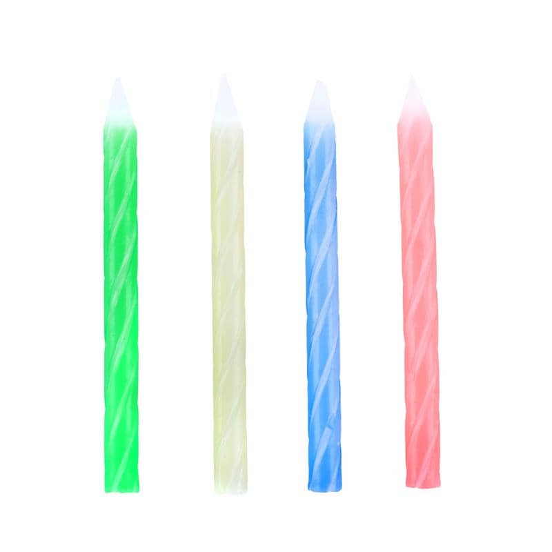 Stripe Candles 6cm 60pk Assorted Colours - Party Owls