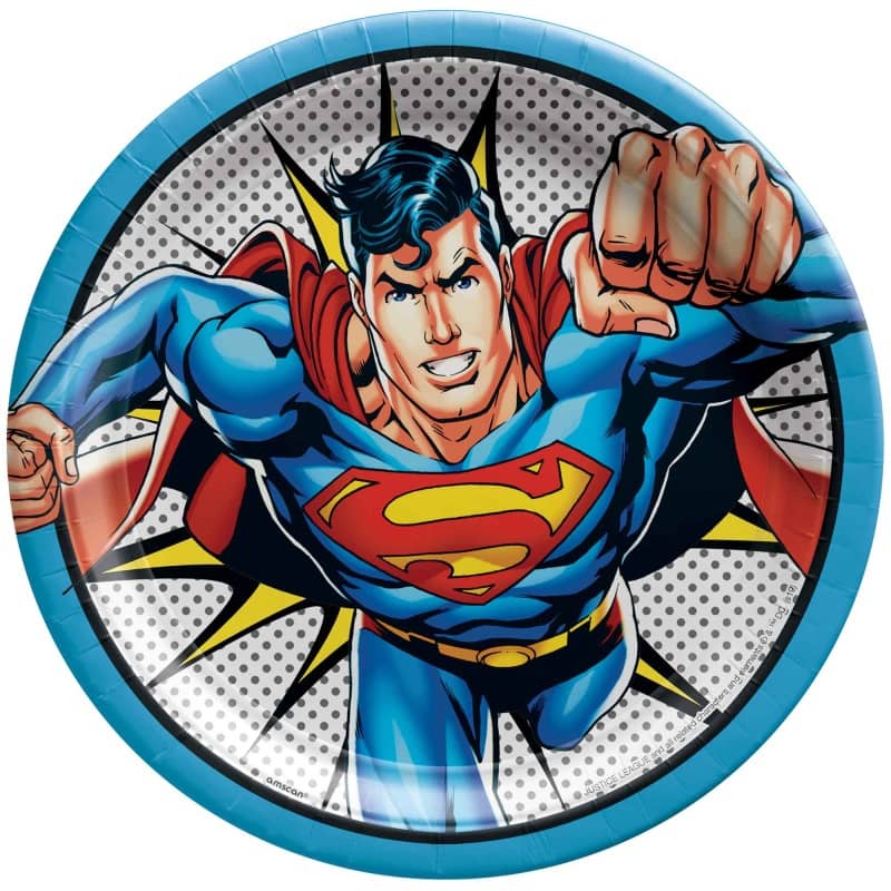 Superman Paper Plates 23CM (9") 8pk - Party Owls